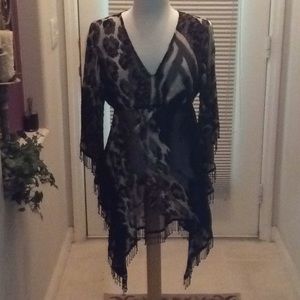 Boston Proper silky sheer animal print top